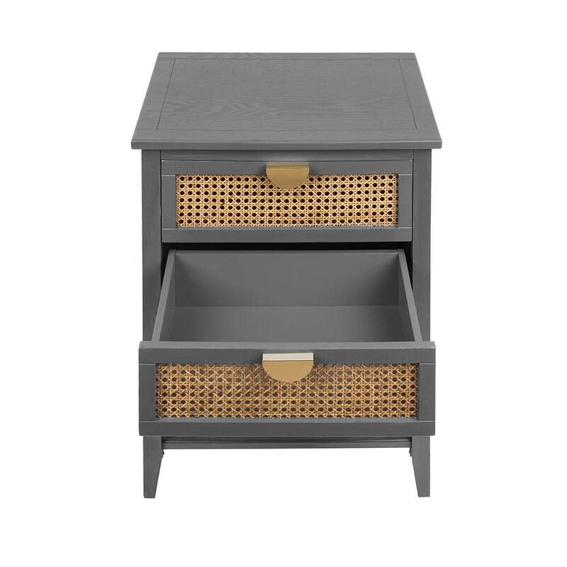 2-Drawer Nightstand Bed Side Table with Storage Cabinet End Table shelf Wood Side Table