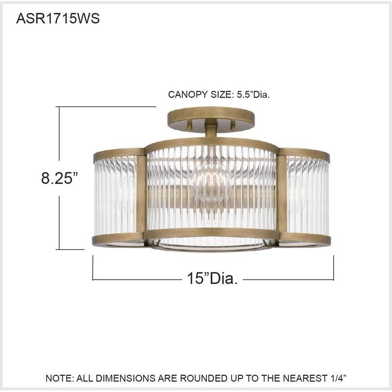 Aster 4-Light Weathered Brass Semi-Flush Mount