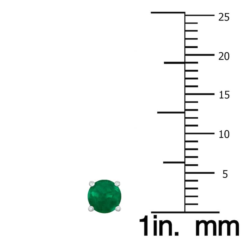 Marquee 14K White Gold 4MM Round Emerald Earrings