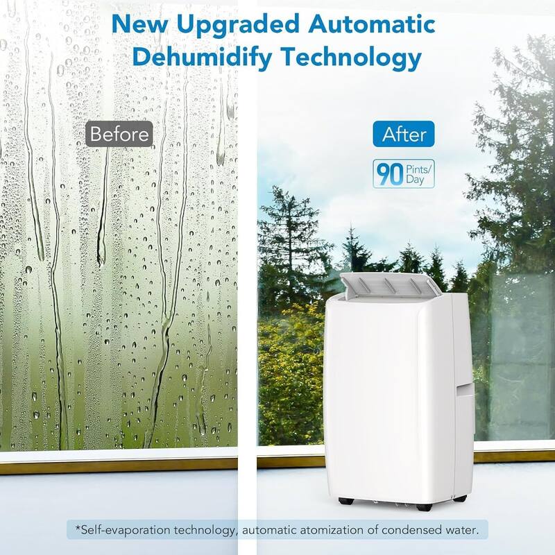 14000 BTU Portable Air Conditioner with Dehumidifier & Fan, Window Kit