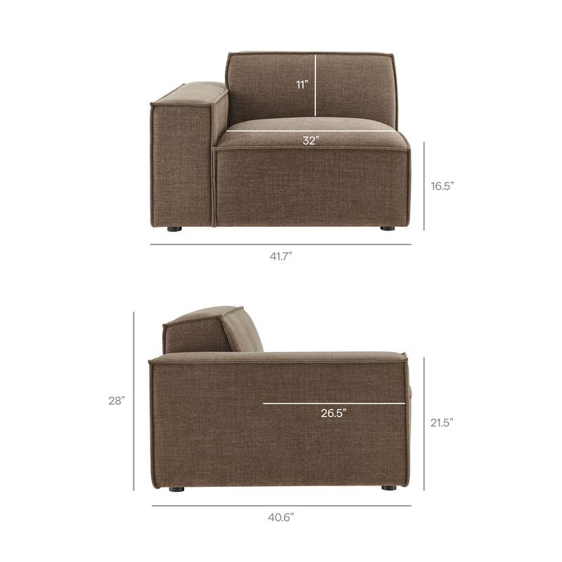 Restore 4-Piece Performance Fabric Upholstered Modular Sofa Set with Ottoman