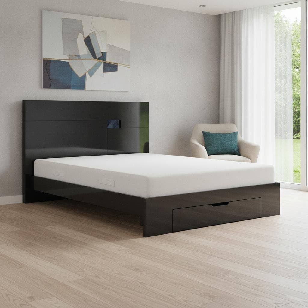 HomeRoots Black Solid Wood King Bed Frame