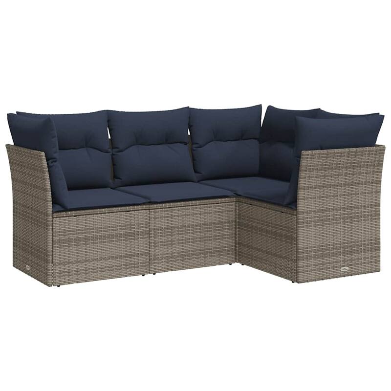 vidaXL 4/5 Piece Patio Sofa Set with Cushions Brown/Gray Poly Rattan - 24.4 x 24.4 x 27.2