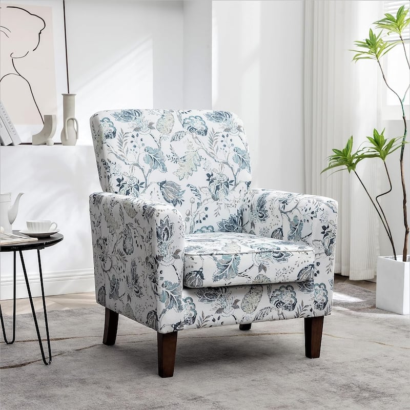 Contemporary Accent Arm Chair with Birch Wood Frame and Microfiber Upholstery