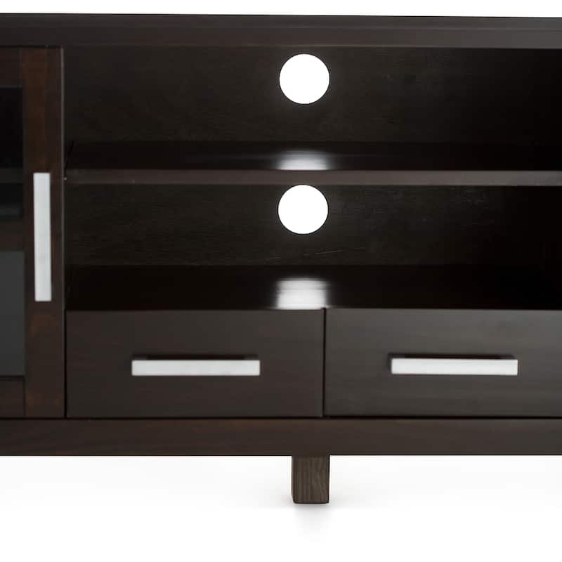 WYNDENHALL Waterloo SOLID WOOD 60 inch Wide Contemporary TV Media Stand For TVs up to 65 inches - 60"w x 17"d x 24" h