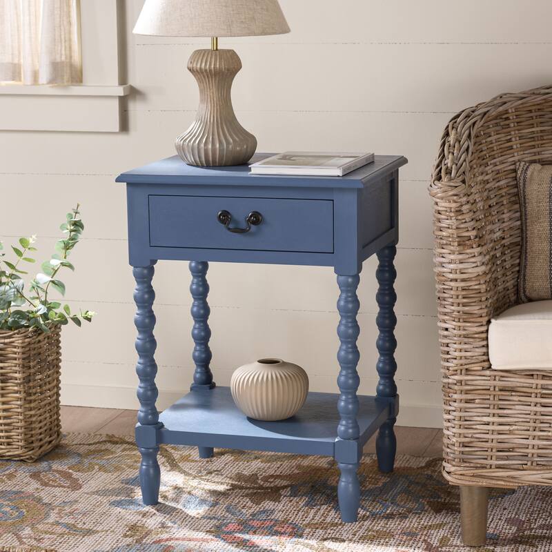 SAFAVIEH Christena Accent Table - 19" W x 15.8" L x 26" H - 19"W x 16"D x 26"H - Blue