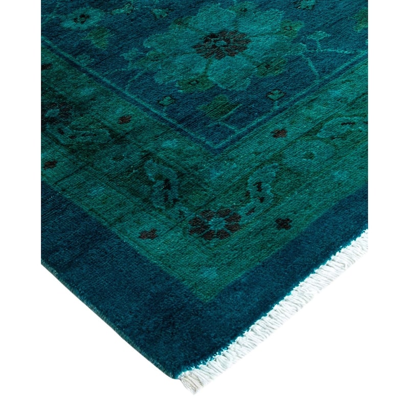 Overton Handknotted Wool Vintage Inspired Contemporary Overdyed Blue Area Rug - 17' 2" x 12' 3"