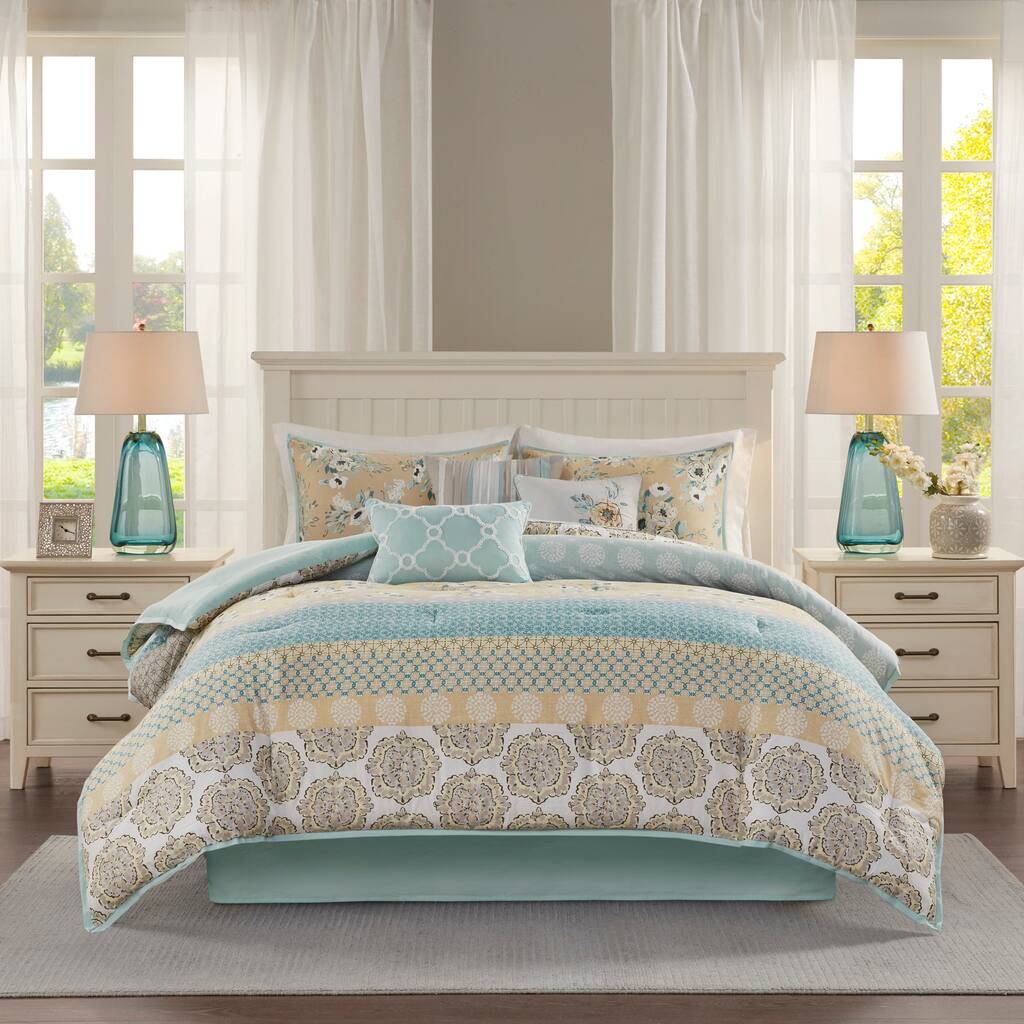 Madison Park Felicity 7 Piece Cotton Printed Comforter Set