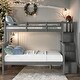 preview thumbnail 1 of 7, Modren Twin Over Full Bunk Bed with Storage and Guard Rail For Bedroom,Dorm,Kids Grey