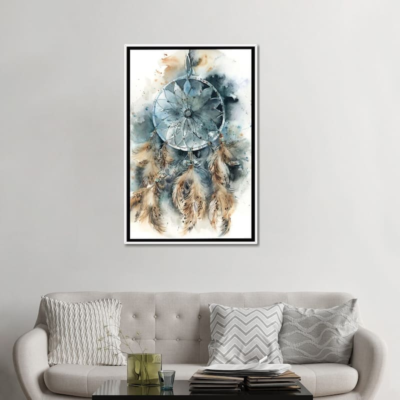 iCanvas "Dreamcatcher In Teal And Amber" by Sophie Rodionov Framed Canvas Print