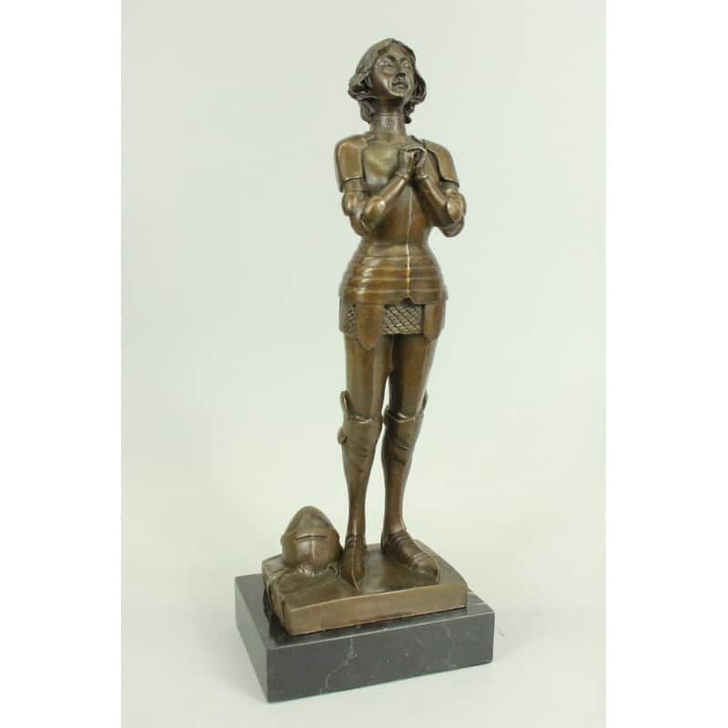 Signed Leonard Joan Of Arc Bronze Marble Sculpture Hot Cast Home Decor Figurine