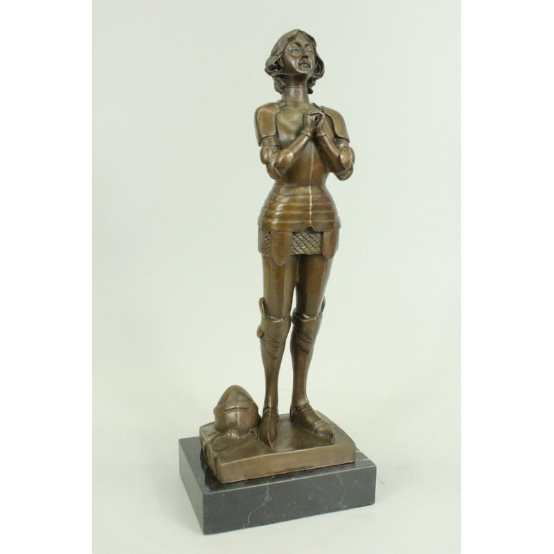 Signed Leonard Joan Of Arc Bronze Marble Sculpture Hot Cast Home Decor Figurine