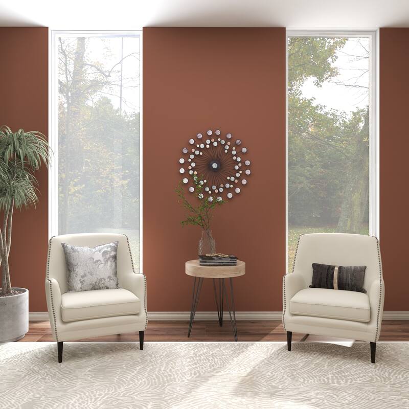 Wooden Round Accent Table with Black Metal Hairpin Legs - Brown - Roche River Decor