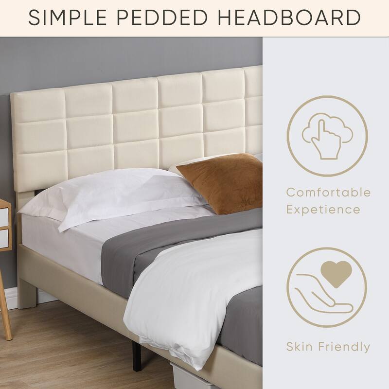Platform Bed Frame with Fabric Upholstered Headboard