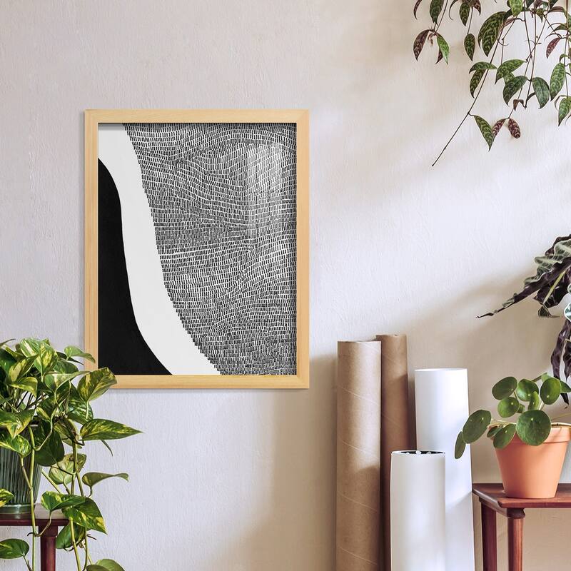 Black & White Abstract I -Framed Print w/glass-Cherry Red