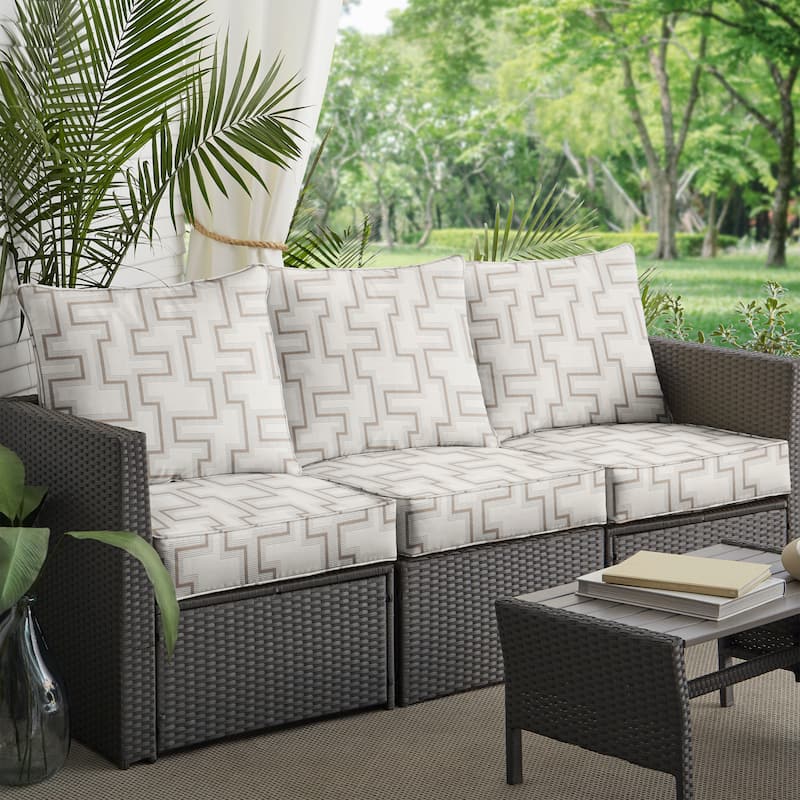 Sunbrella Resonate Dune Corded Sofa Cushion and Pillow Set (Set of 6)