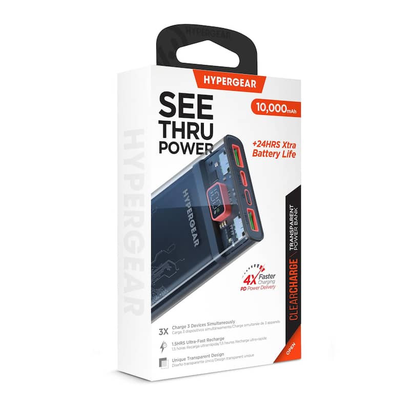 HyperGear ClearCharge 10000mAh Transparent PD Power Bank
