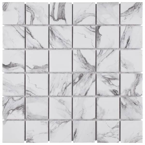 Somertile 11 625 X 11 625 Inch Katina Calacatta Porcelain Mosaic Floor And Wall Tile On Sale Overstock 31267193