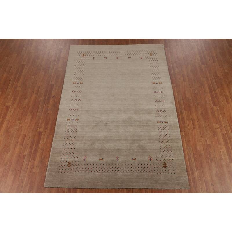 Little Animals Gabbeh Indian Area Rug Handmade Wool Carpet - 6'7"x 9'8"
