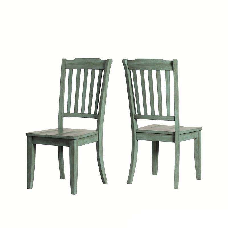 Eleanor Sage Green Farmhouse Trestle Base Slat Back 6-piece Dining Set by iNSPIRE Q Classic - Antique Sage Green Table - Antique Sage Green Chairs and Bench