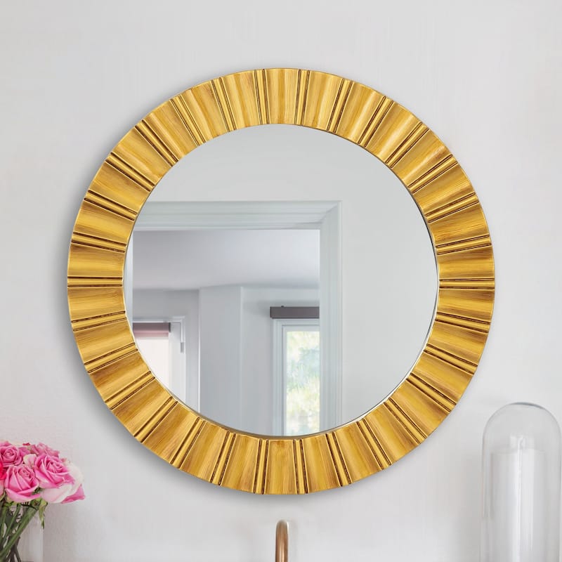 25-in Modern Gold Round Decorative Wall Bathroom Vanity Mirror - Gold