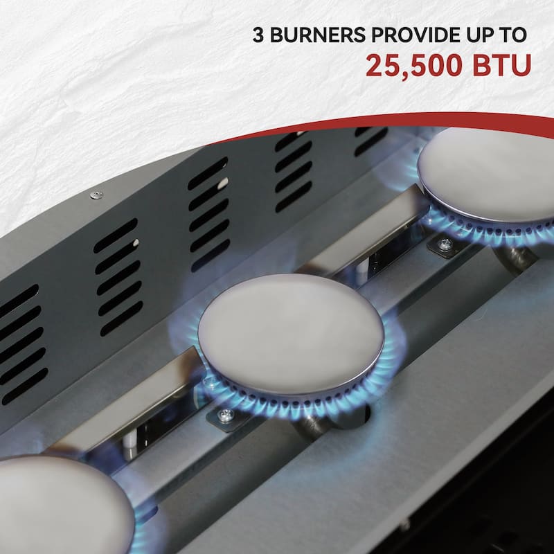 Royal Gourmet 3-Burner Tabletop Gas Griddle with Top Hard Lid