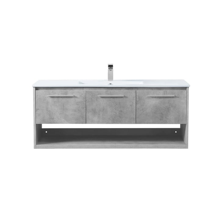 Elegant Lighting VF43048 Kasper 48" Wall Mounted Single Basin Vanity - Concrete Grey