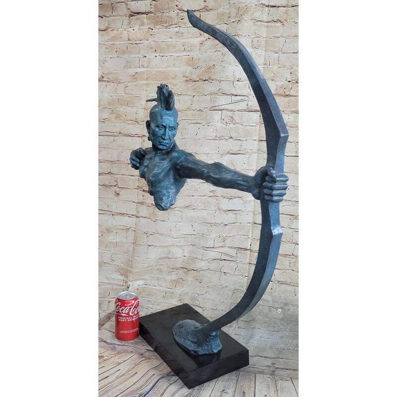 Special Patina Indian Male Warrior 100 Percent Solid Bronze Sculpture Figurine Figure