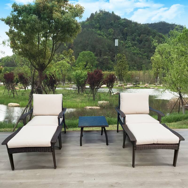 Rattan Luxe 5-piece Outdoor Patio Furniture Set with Removable Plush Cushions, Easy Clean and Assemble