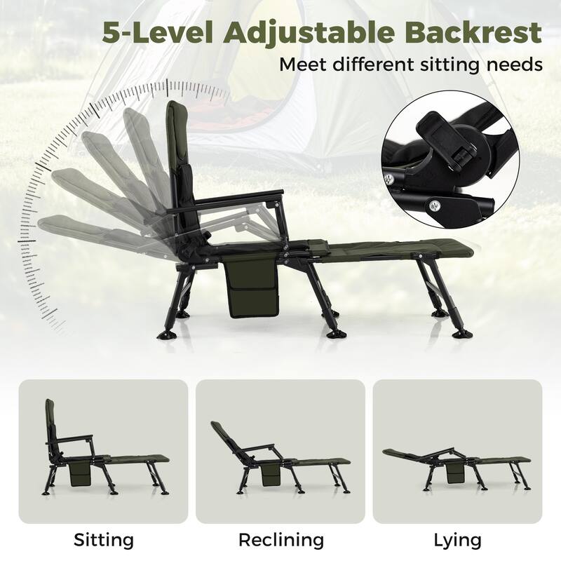 Gymax Oversized Foldable Fishing Chair for Adults Camping Chair w/