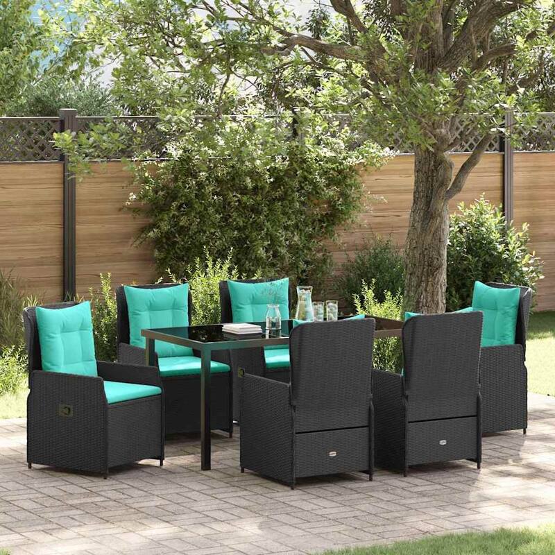 vidaXL Garden Dining Set Poly rattan - Black-21.65x23.62x36.61"