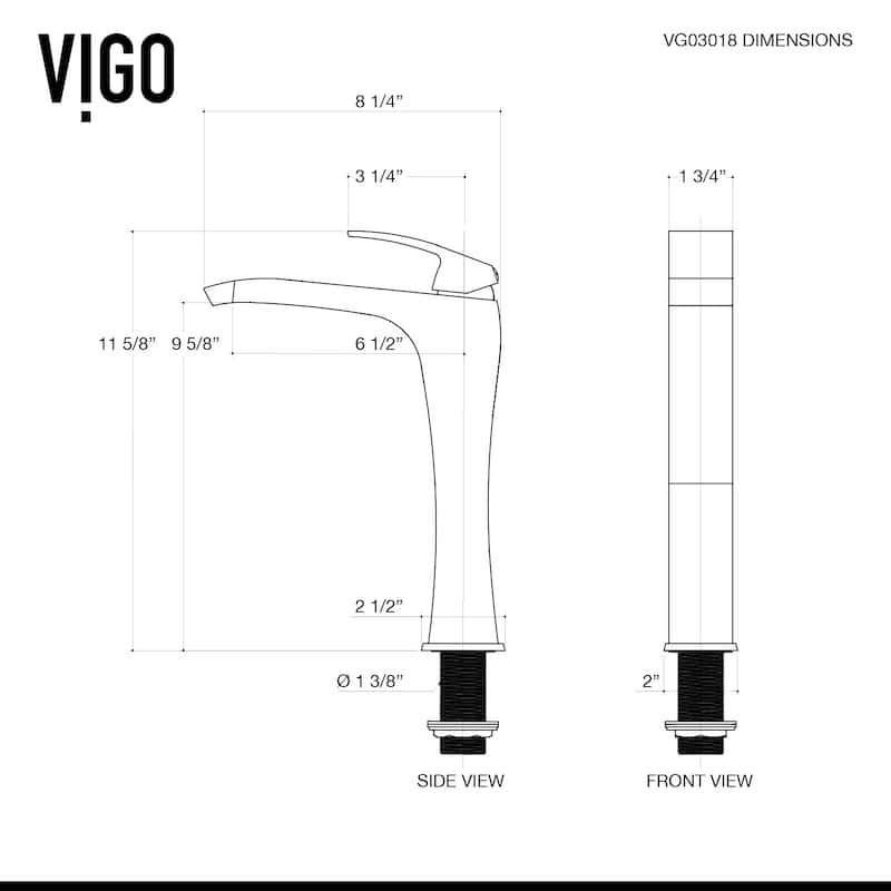 VIGO Blackstonian 12" H Single Handle Single Hole Bathroom Vessel Faucet in Matte Black