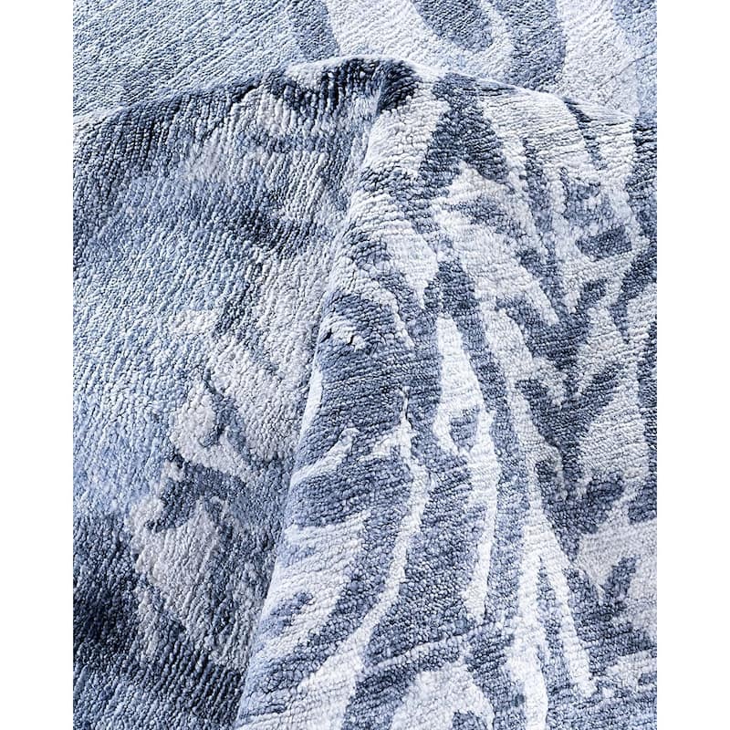 Modern One-of-a-Kind Hand-Knotted Area Rug, Blue - 9' 1" x 11' 10"