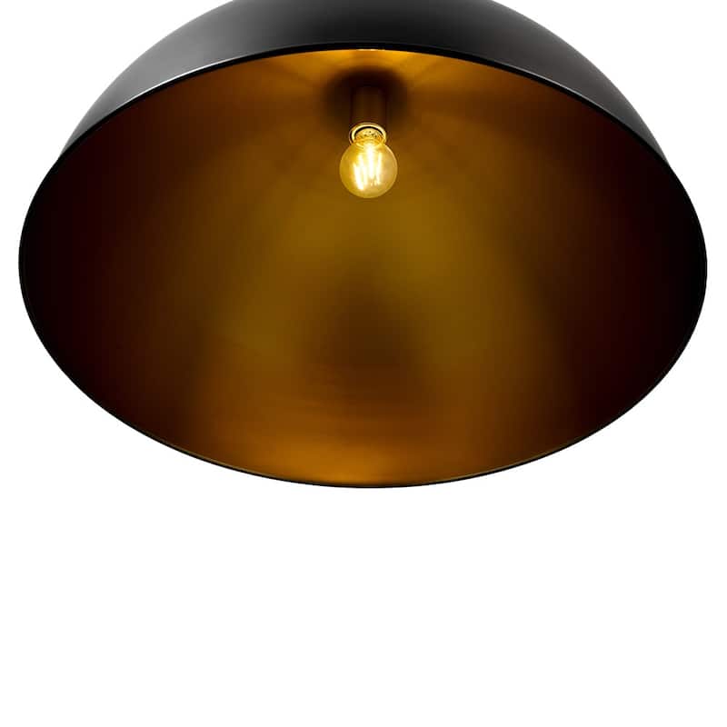 Retro Scandinavian Black Oversized Metal Dome Pendant Light