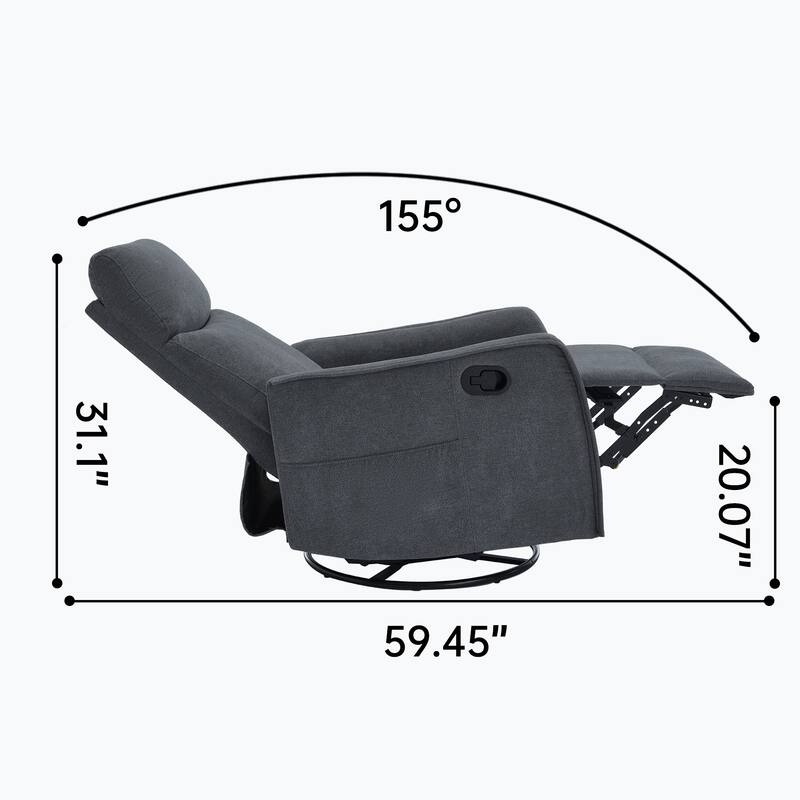 Heat Massage Manual Recliner Chair with 360° Swivel and Rocker Function