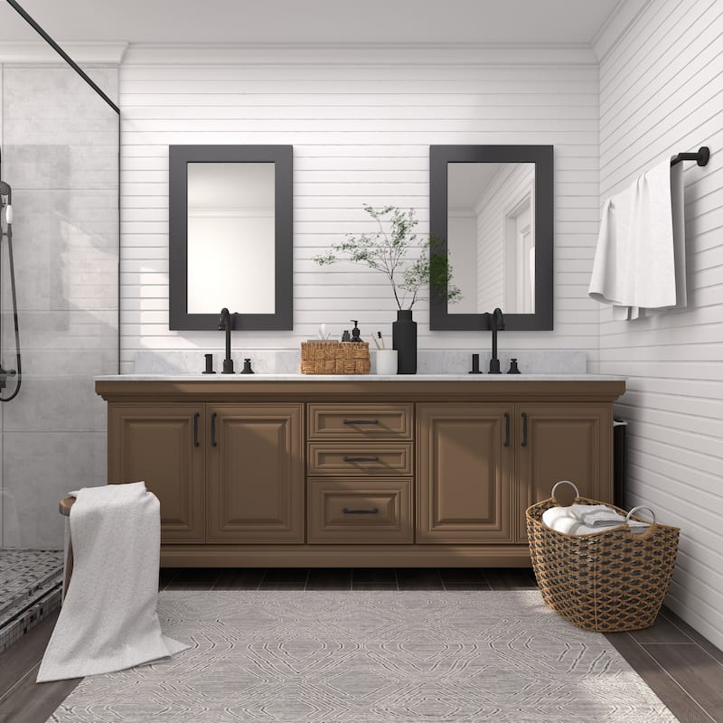 Black Wooden Room Wall Mirror