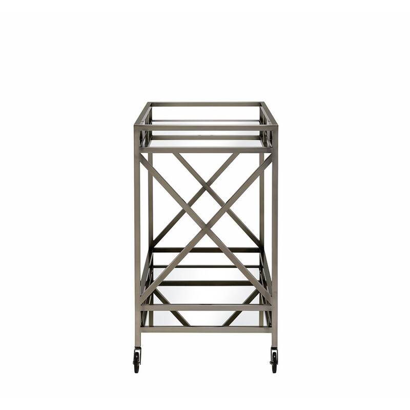 Kristensen Mirrored & Antique Gold Finish Serving cart