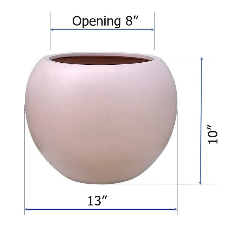 DreamPatio Riverside Fiberstone Modern Sphere Planter for Indoor/Outdoor - 13x13x10 - TerracottaPink