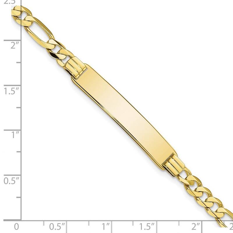 Curata 10k Yellow Gold 6.6mm Engravable Figaro Link ID Bracelet