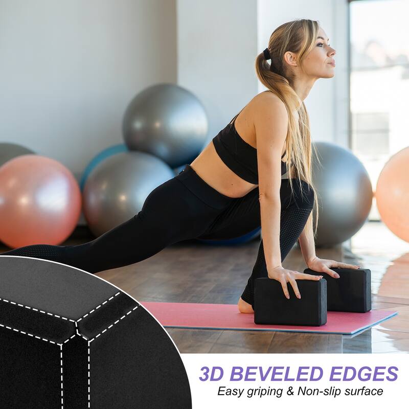 10Pcs Yoga Blocks and 1Pcs Resistance Band Set EVA Black Yoga Blocks