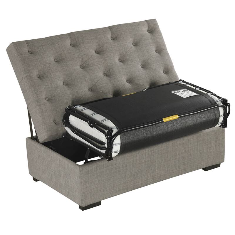 Roomfitters 49.6" Folding Ottoman Sleeper Sofa with Memory Foam Mattress and Tufted Design