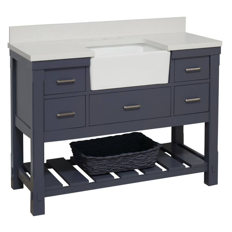 KitchenBathCollection Charlotte 48" Farmhouse Bathroom Vanity with Quartz Top
