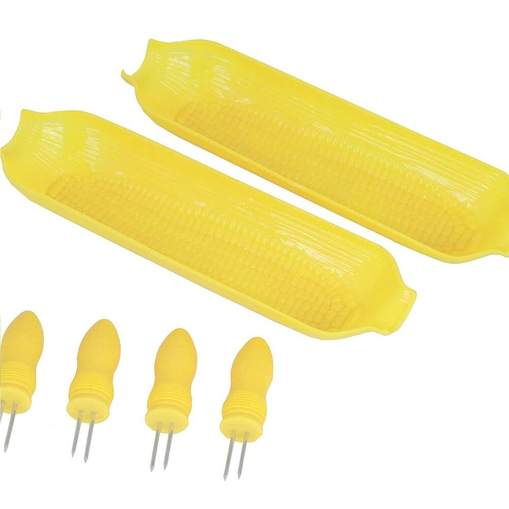 Chef Craft 6pc Corn Cob Utensil Set - Includes 2 Corn Dishes & 4 Corn Cob Holders