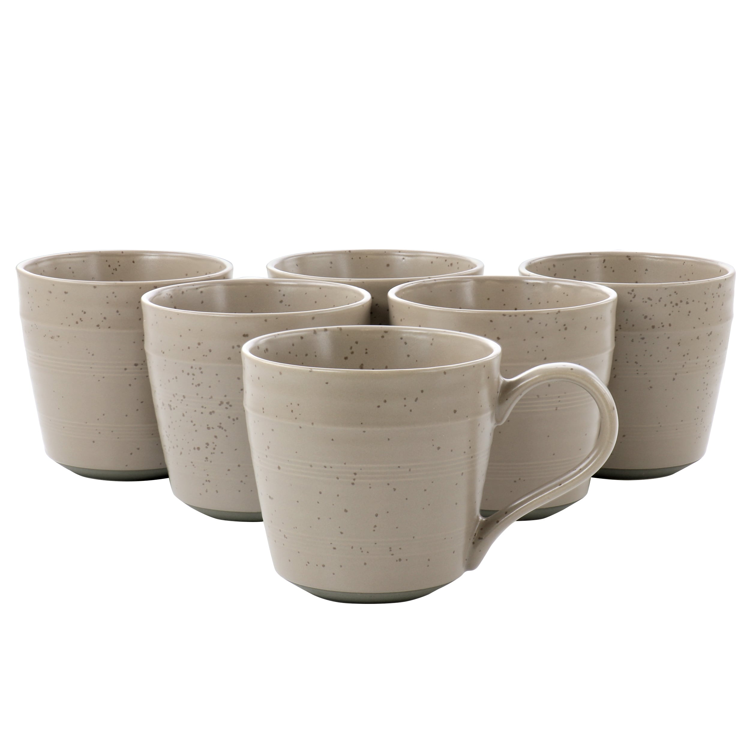 6 Piece 15 Ounce Stoneware Mug Set in Mocha