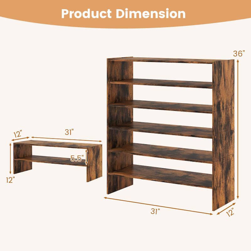 Costway 3 PCS Stackable Shoe Rack 31-Inch Horizontal Organizer 2-tier - See Details