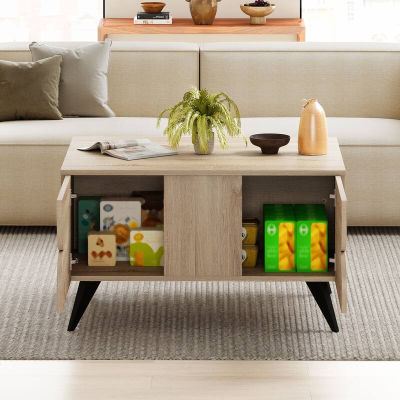 Gymax Modern Coffee Table w/ Storage Open Compartments & 3 Drawers 4
