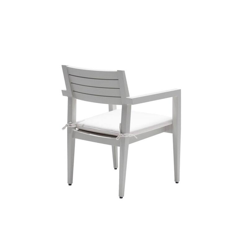 4PCS Outdoor Patio Aluminum Stationary Dining Chairs, Grayish