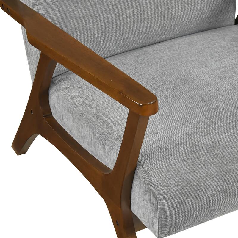 Sutton 27.5" Chenille Accent Chair - Chestnut Finish Solid Wood Frame