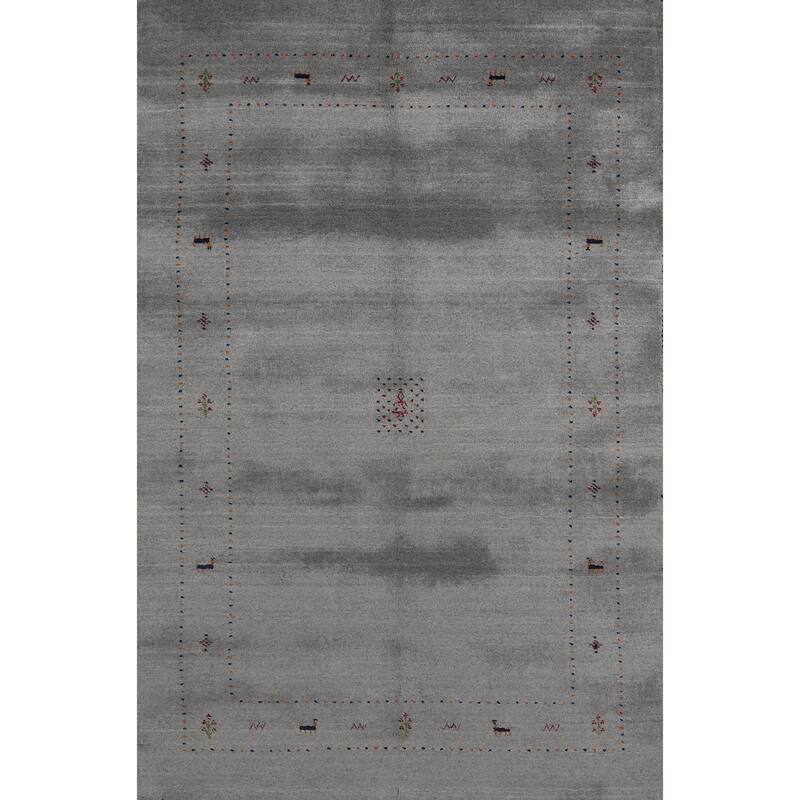 Hand Knotted Oriental 100% Wool Carpet Tribal Tribal Greys & Charcoal Gabbeh Area Rug - 7' 9'' X 4' 11''