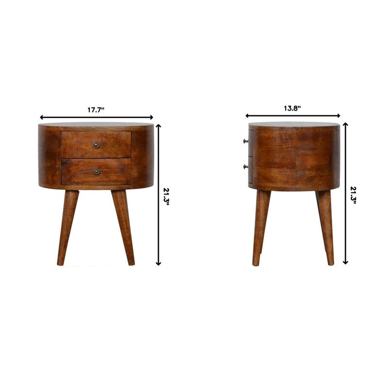 Chestnut Rounded Bedside Table